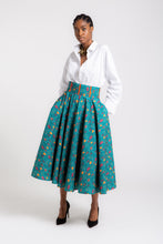 Laden Sie das Bild in den Galerie-Viewer, MAYA  Printed Cotton Midi Skirt
