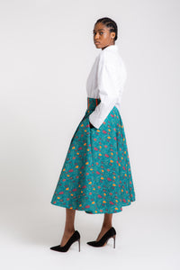 MAYA  Printed Cotton Midi Skirt